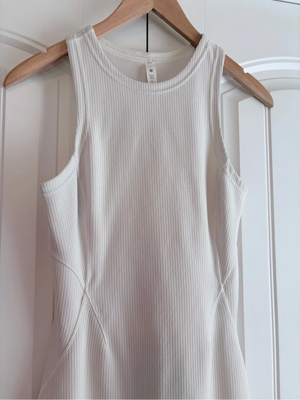 Lululemon Ribbed Softstreme Slim-Fit Tank Dress Racerback Ivory Women's Size 6